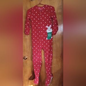 Cartar's Girls size 8 christmas polka dot one piece pajama